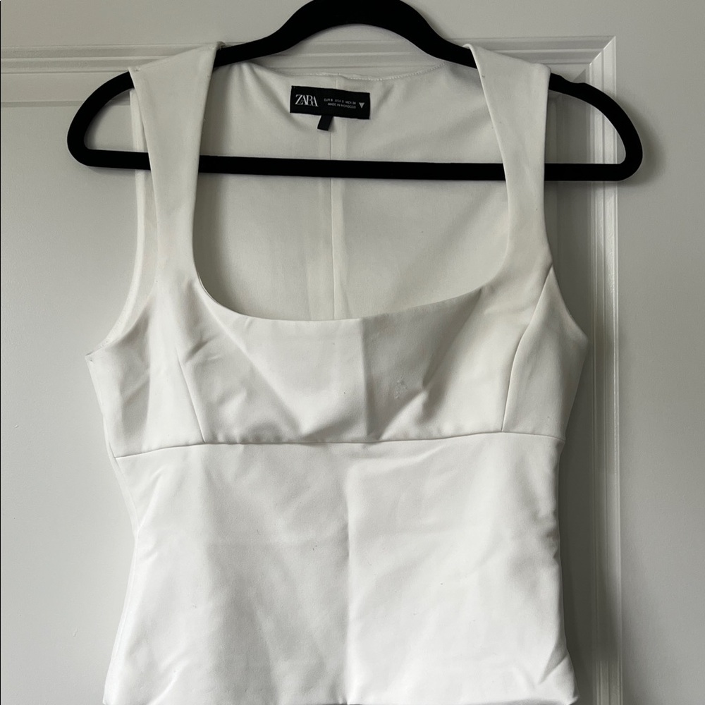 Zara White Square Neck Tank Top